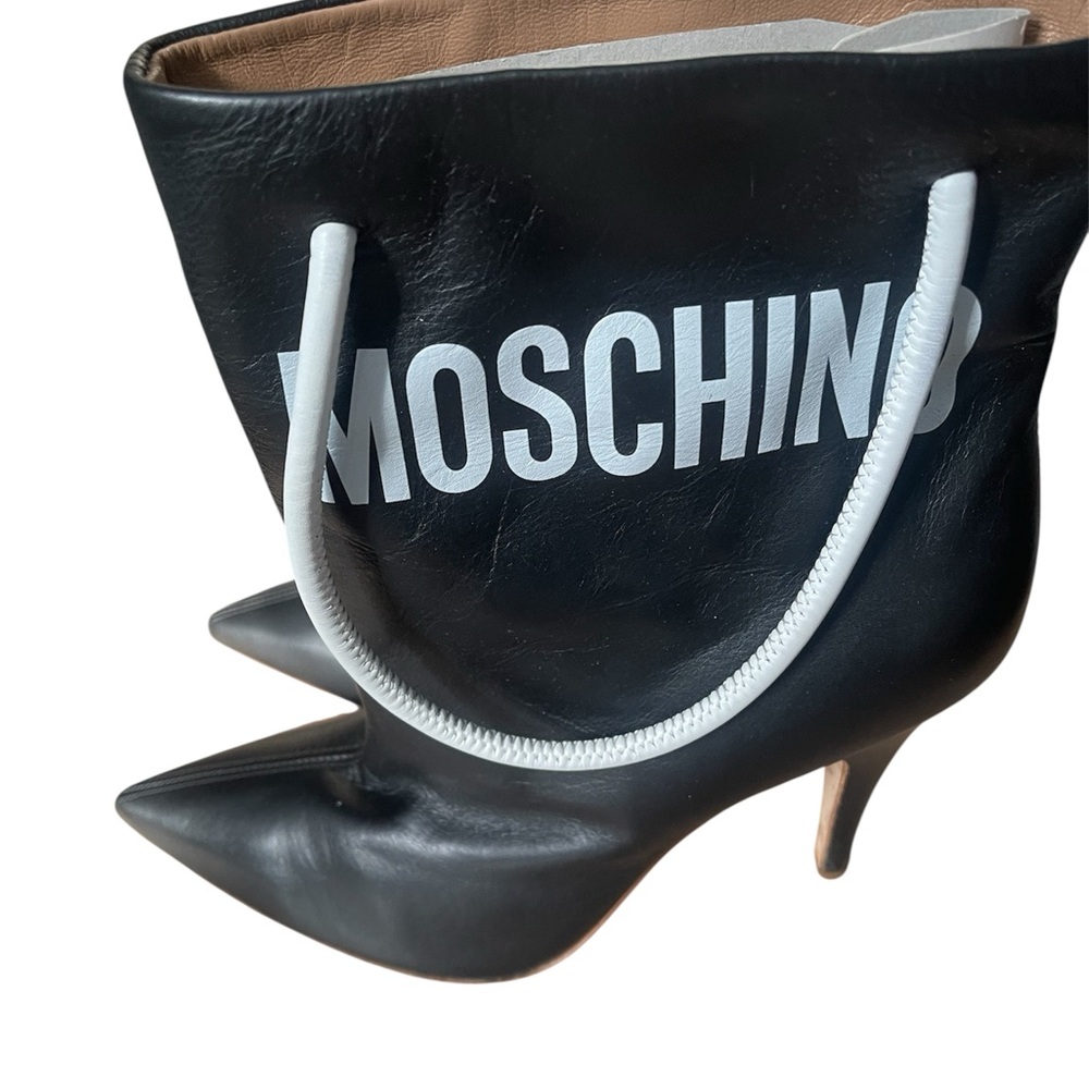 Moschino Black and White Heel Bag boots